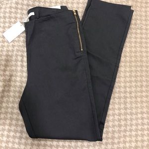 NWT H&M Dark Gray Pants, Gold Side Zipper, Sz 10